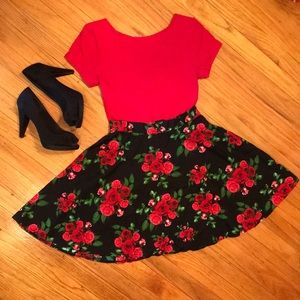 🌹 Rose floral printed Skater Skirt 🌹